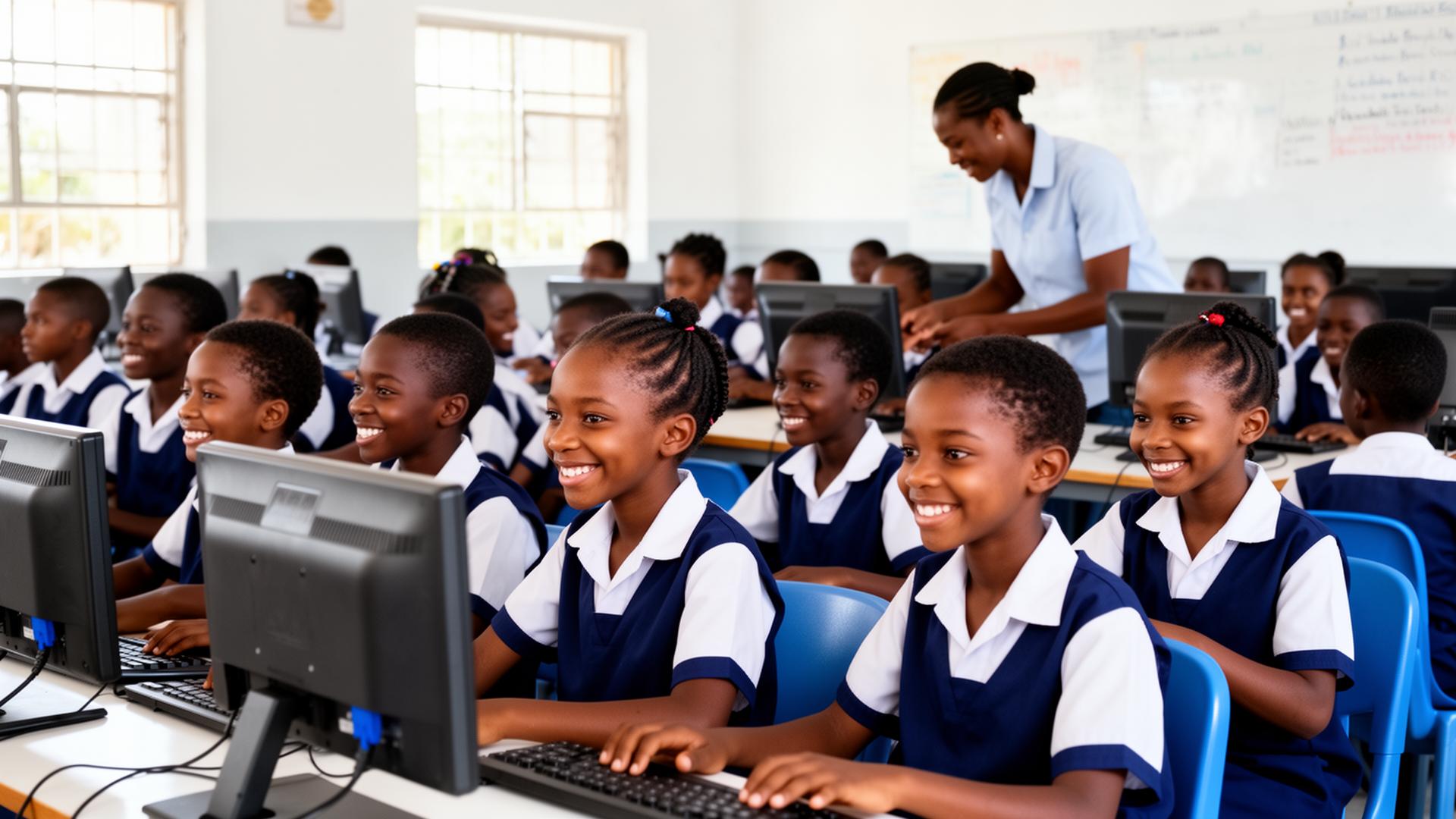 Students in a school computer lab